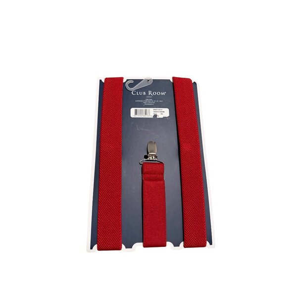 Club Room Mens Red Suspenders One Size  Adjustable Clips Suspenders. NWT - Picture 7 of 11